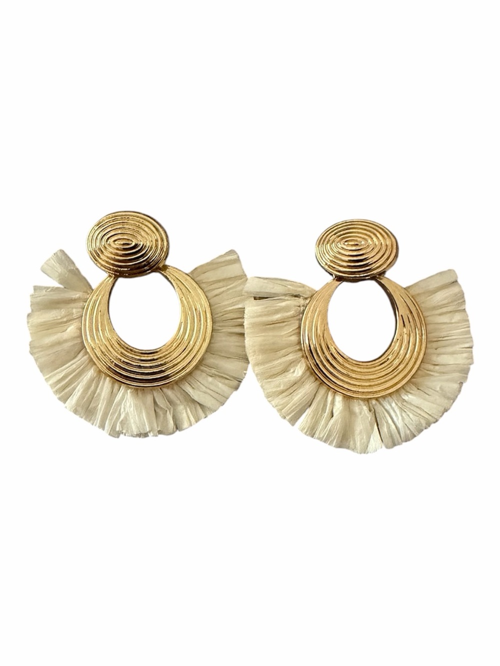 Sugarfix by BaubleBar Statement Fan Earrings Gold Tone Ivory Pierced